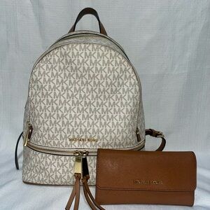 Michael Kors Cream and Tan Backpack